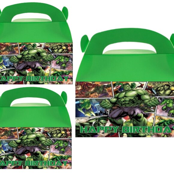 Birthday Party Favor Boxes, Green Comic Design Treat Boxes, Happy Birthday Theme - Picture 3 of 4
